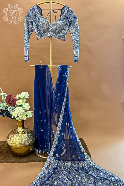 Hand Embroidered Luxury Designer Saree Set