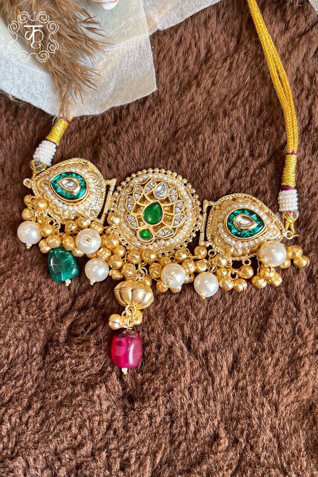 Kashmiri Neckpiece with Earrings - Multicolor - Image 2