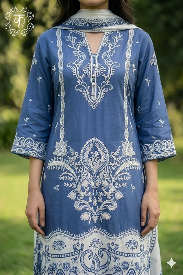 Azure Grace Embroidered Lawn Suit - Image 3