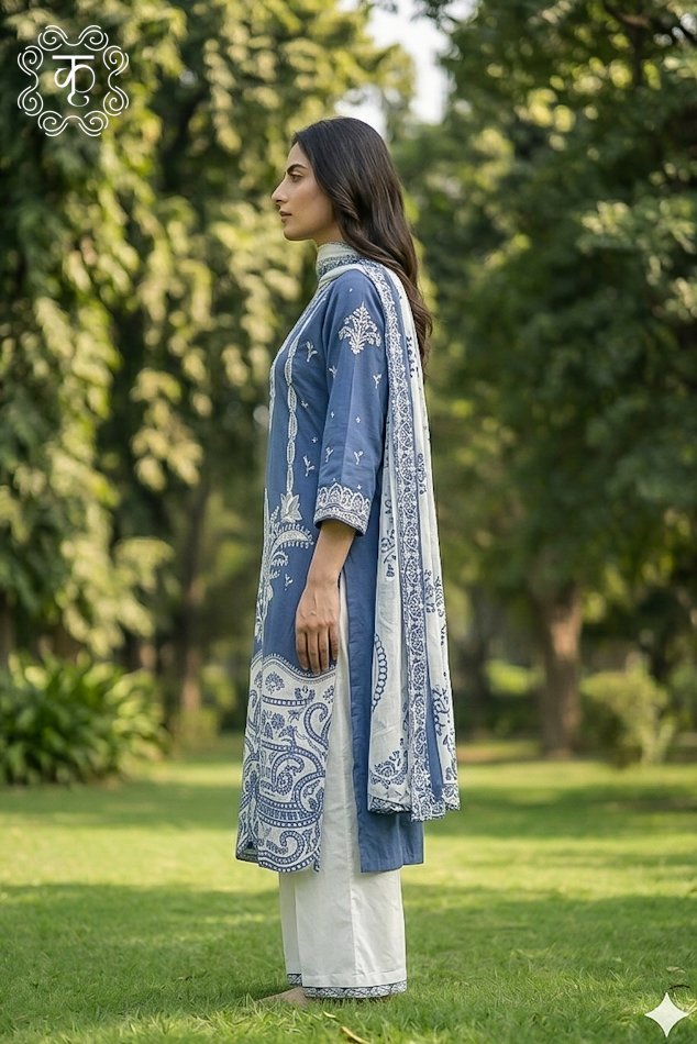 Azure Grace Embroidered Lawn Suit - Image 2