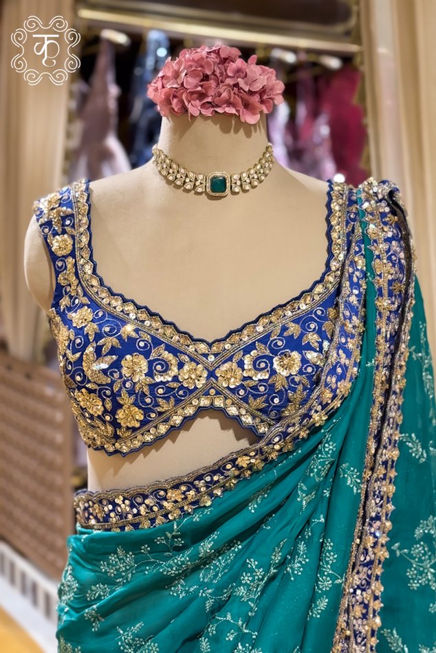 Emerald Royale Handwork Saree (Copy) - Image 2