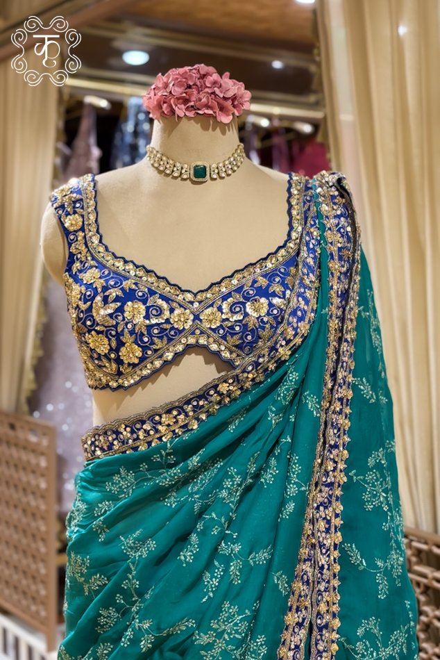 Emerald Royale Handwork Saree (Copy) - Image 3