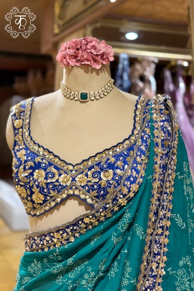 Emerald Royale Handwork Saree (Copy) - Image 4