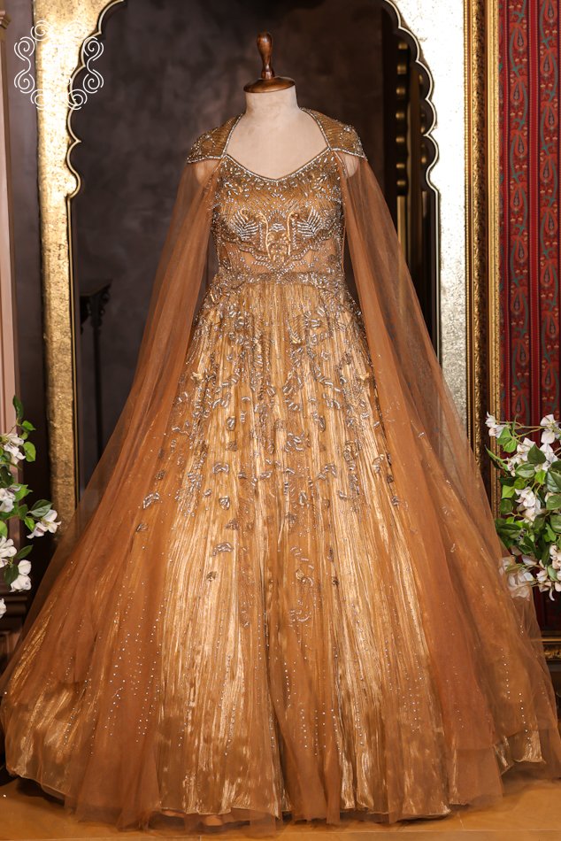 Golden Bronze Embellished Gown - Image 2