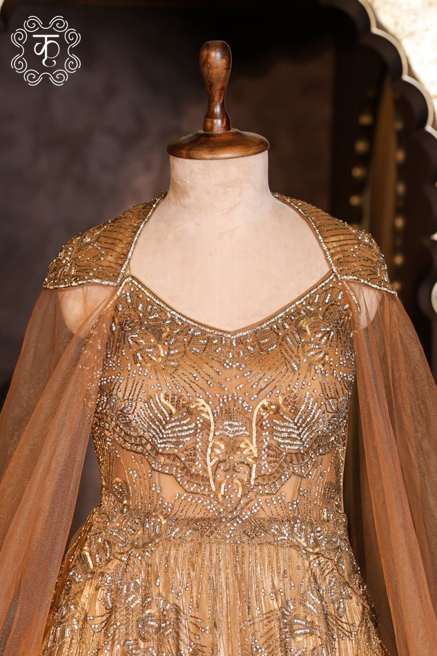 Golden Bronze Embellished Gown - Image 3