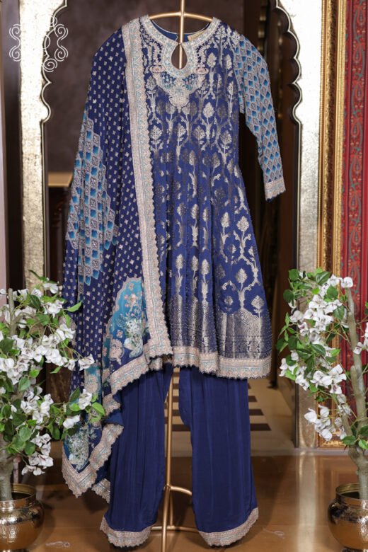Premium royal blue ethnic Anarkali suit for weddings and festive occasions