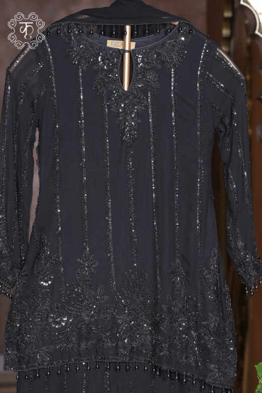 Designer black traditional suit with shimmering sequin work