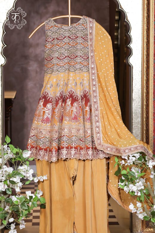 Premium mustard yellow festive suit set for weddings and celebrations