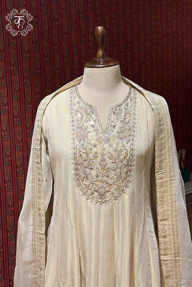 Premium white embroidered ethnic suit for women