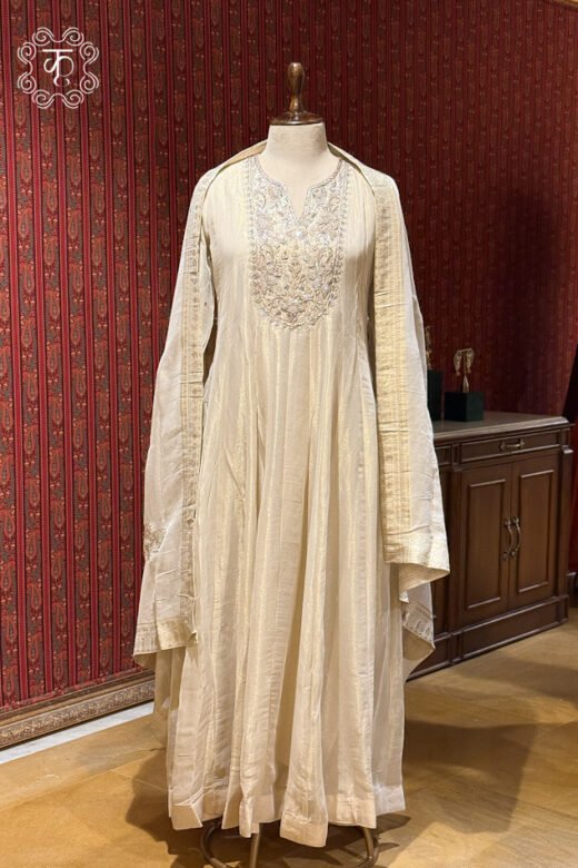 Elegant ivory designer Anarkali suit for weddings and festive occasions