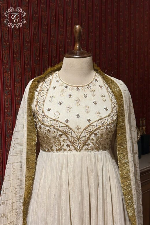 Premium ivory festive Anarkali suit for weddings and celebrations