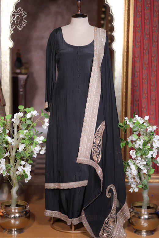 Elegant black party wear sharara suit for women