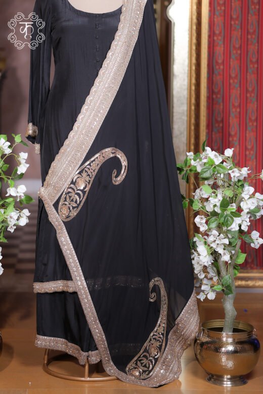 Traditional black embroidered ethnic sharara suit