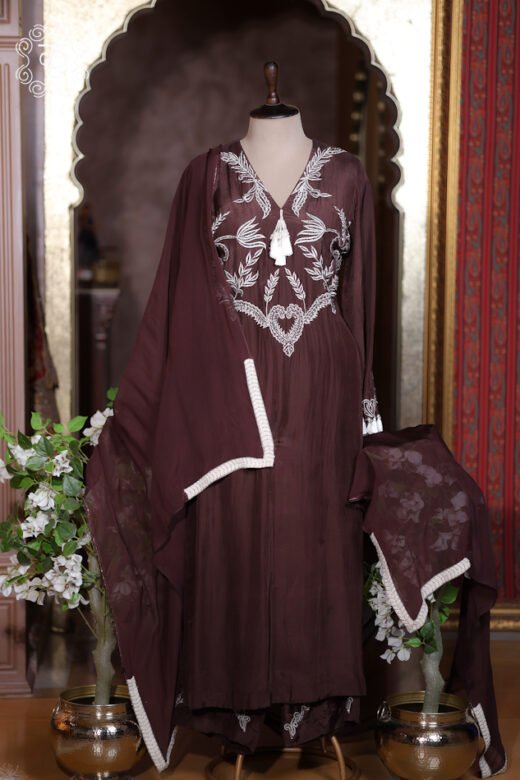 Luxury brown Pakistani style sharara suit