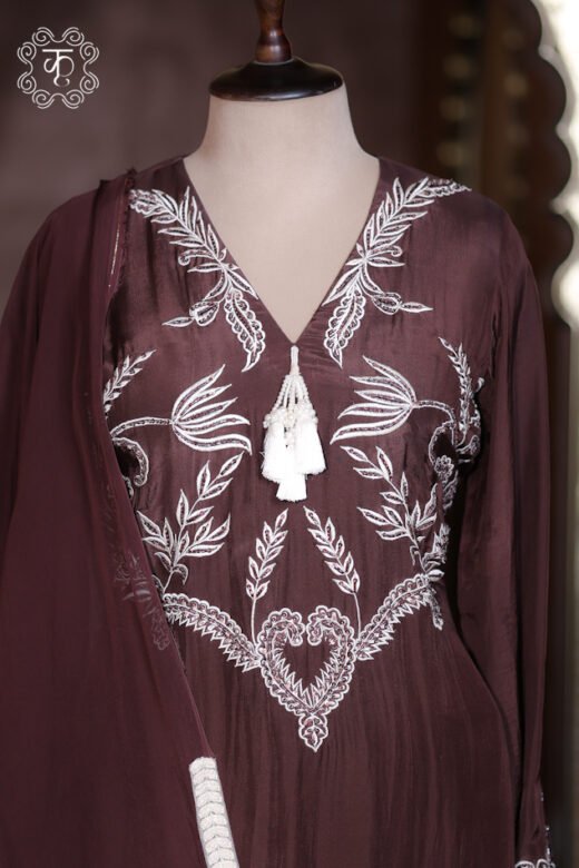 Premium chocolate brown festive designer suit