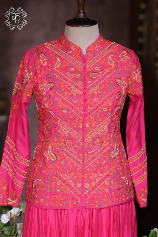 Hot Pink Designer Sharara Suit with Kashmiri Thread Work