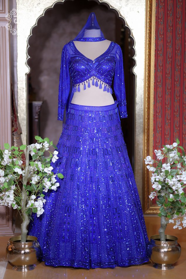 Heavily Sequin Embroidered Designer Lehenga Choli Set - Image 3