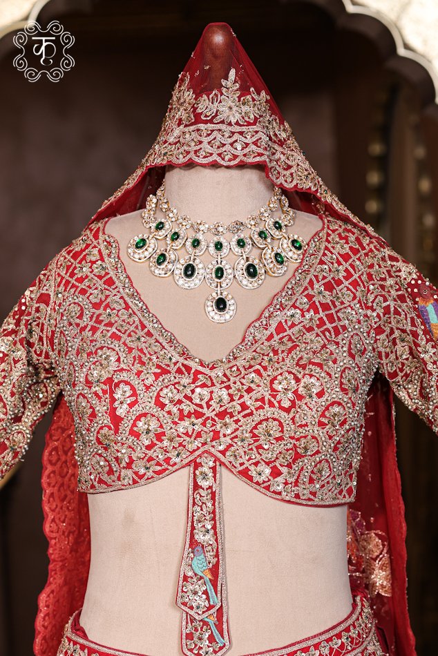 Hand Embroidered Heavy Bridal Lehenga Choli Set with Bird Motifs - Image 6