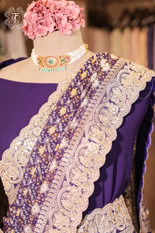 Full floor-length presentation view of the Bandhani Georgette Saree from Kridhaa.