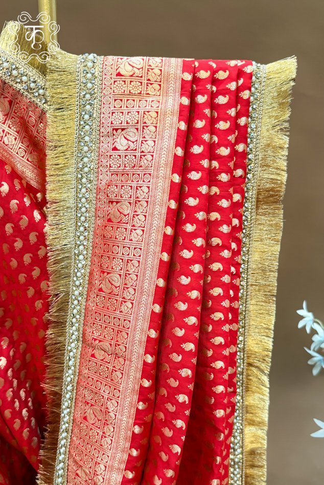 Banarasi Silk Saree - red - Image 2