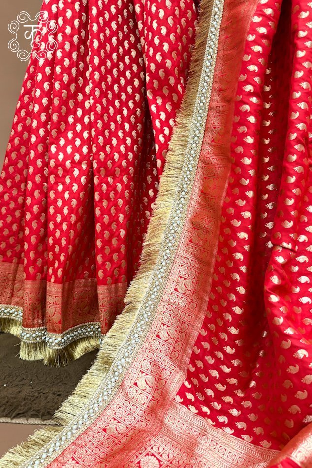Banarasi Silk Saree - red - Image 3
