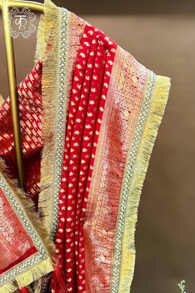 Banarasi Silk Saree - red - Image 4
