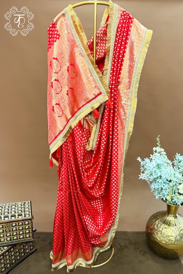 Banarasi Silk Saree - red - Image 5