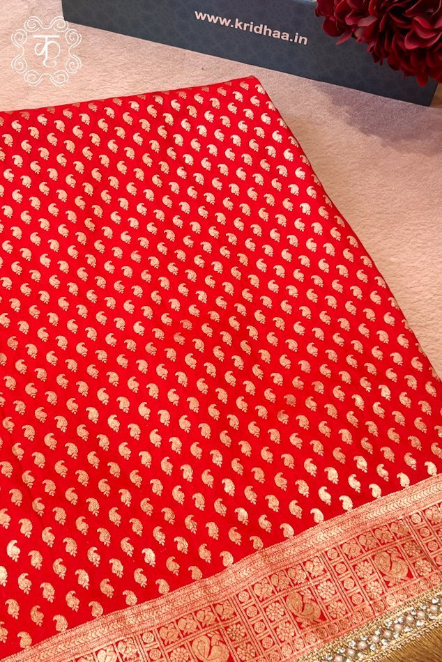 Banarasi Silk Saree - red - Image 6