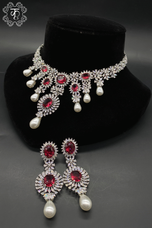 AD Ruby red with Silver and pearls