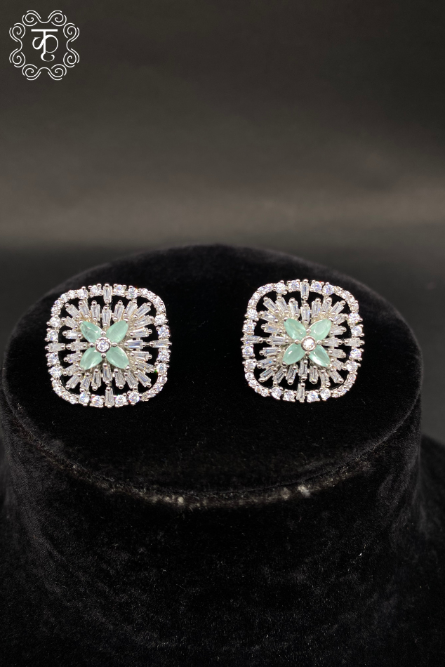 Silver AD Mint Green Earrings - Image 2
