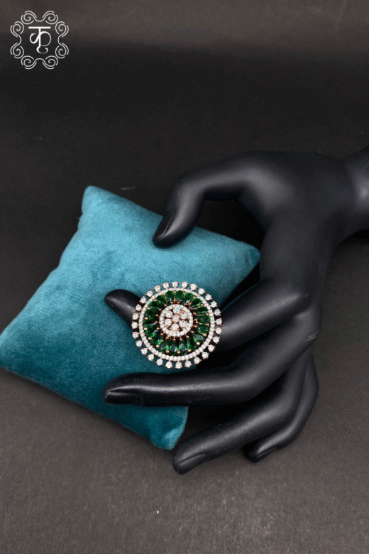 Emerald Green with Silver AD Ring