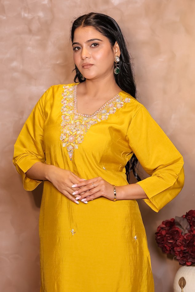 Rasiq Mustard Stitched Suit Set - Image 3