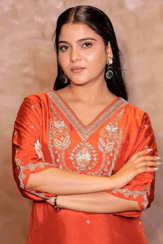 Rasiq Orange Stitched Suit Set 2 - Image 4