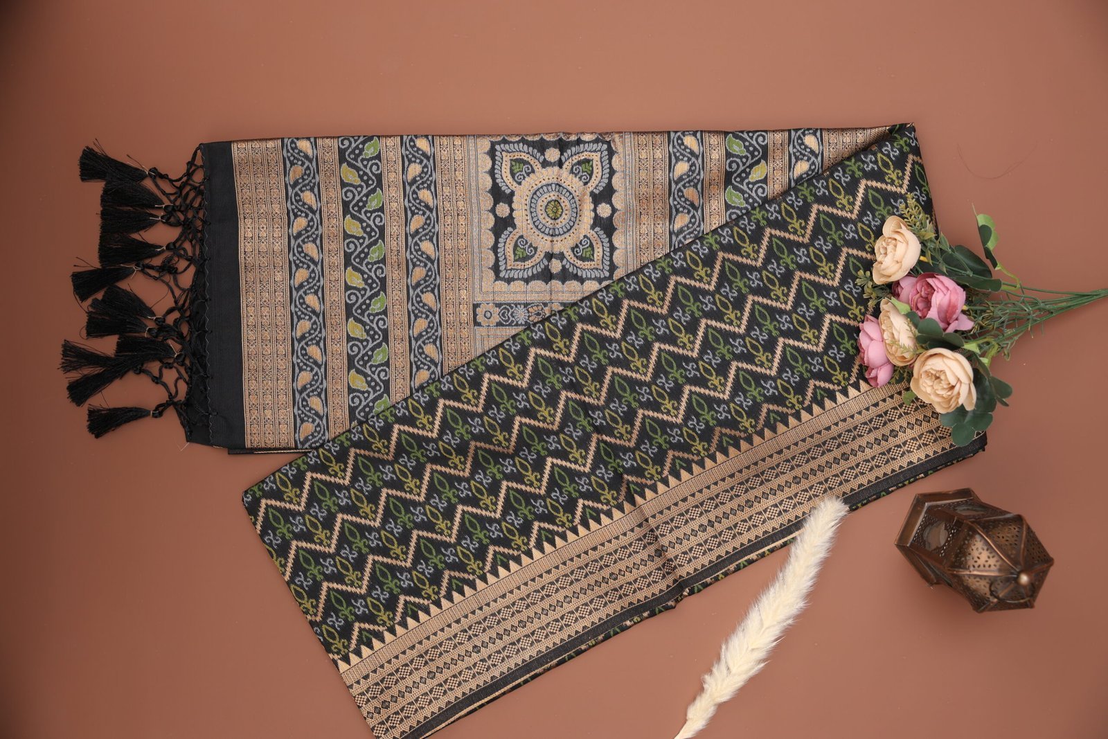 Mystic Chanderi Black Saree - Image 5