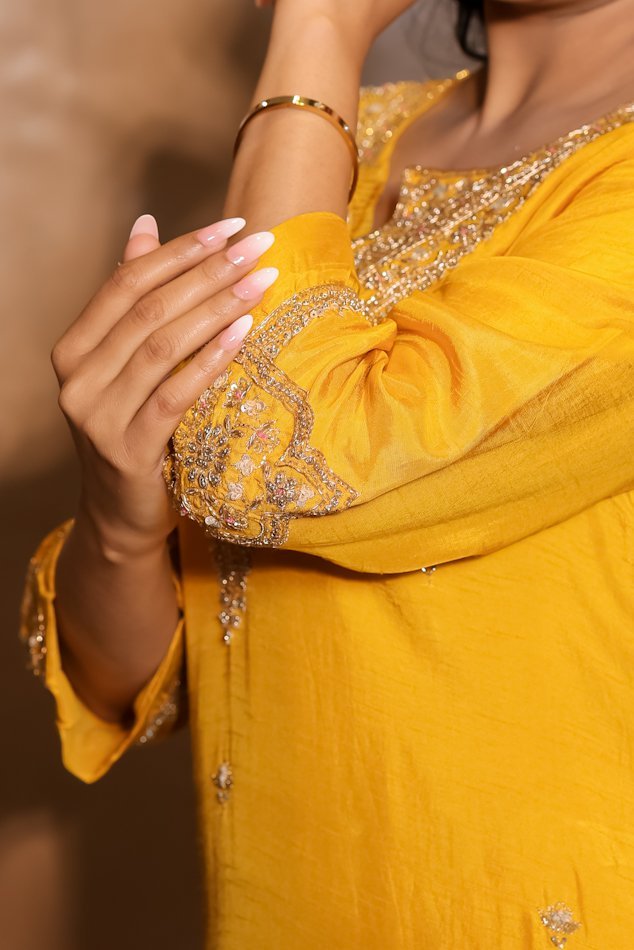 Rasiq Yellow Red Stitched Suit Set 3 - Image 2