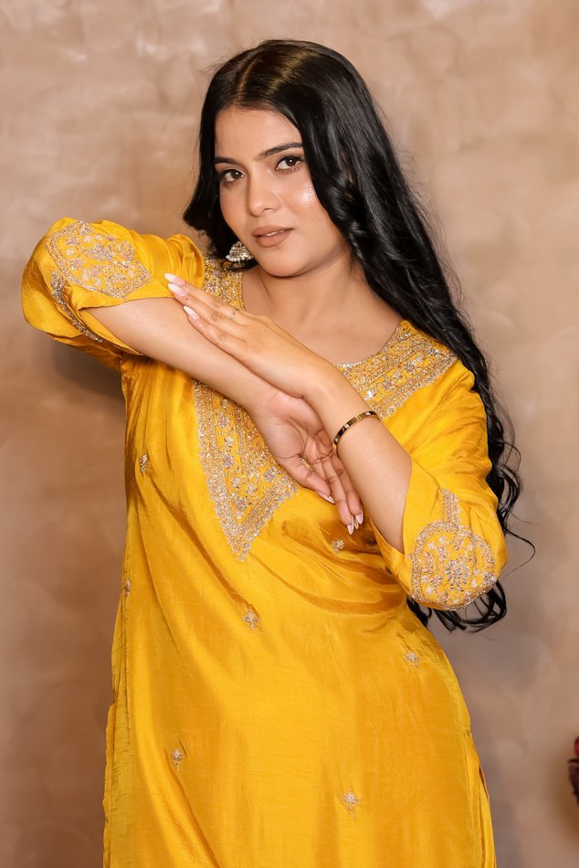 Rasiq Yellow Red Stitched Suit Set 3 - Image 3