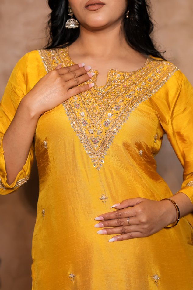 Rasiq Yellow Red Stitched Suit Set 3 - Image 6