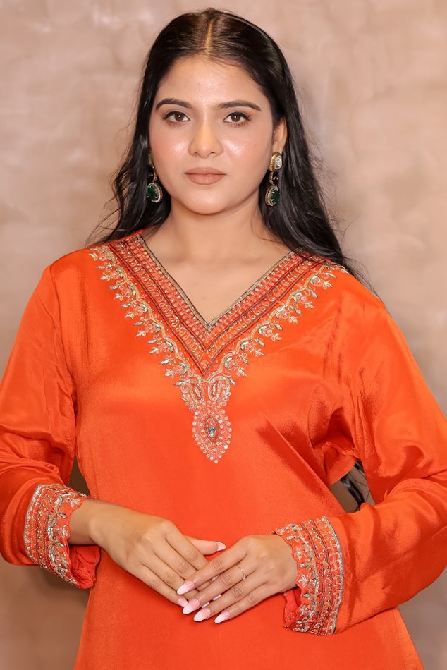 Rasiq Orange Stitched Suit Set 3 - Image 5