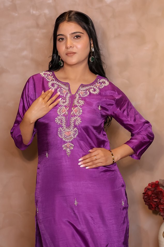 Rasiq Purple Stitched Suit Set 3 - Image 3