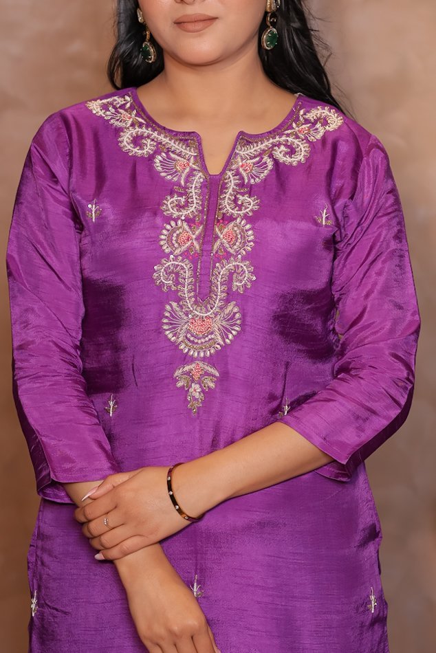 Rasiq Purple Stitched Suit Set 3 - Image 5