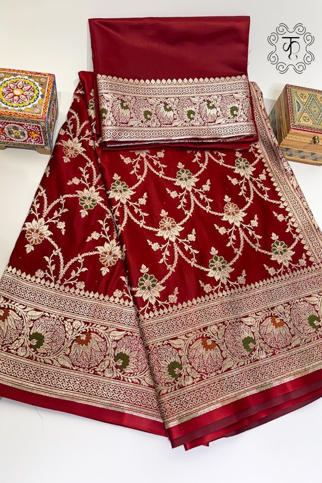 Radiant Banarasi Silk Saree - Maroon - Image 4