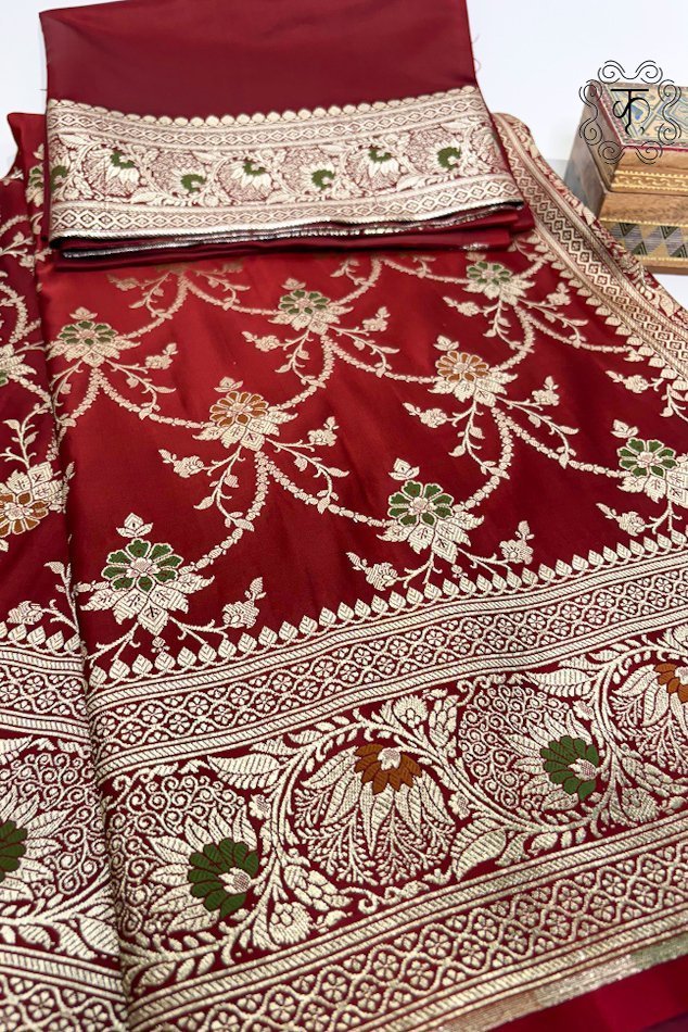 Radiant Banarasi Silk Saree - Maroon - Image 3