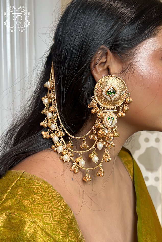 Kashmiri EarRings -Golden long - Image 2
