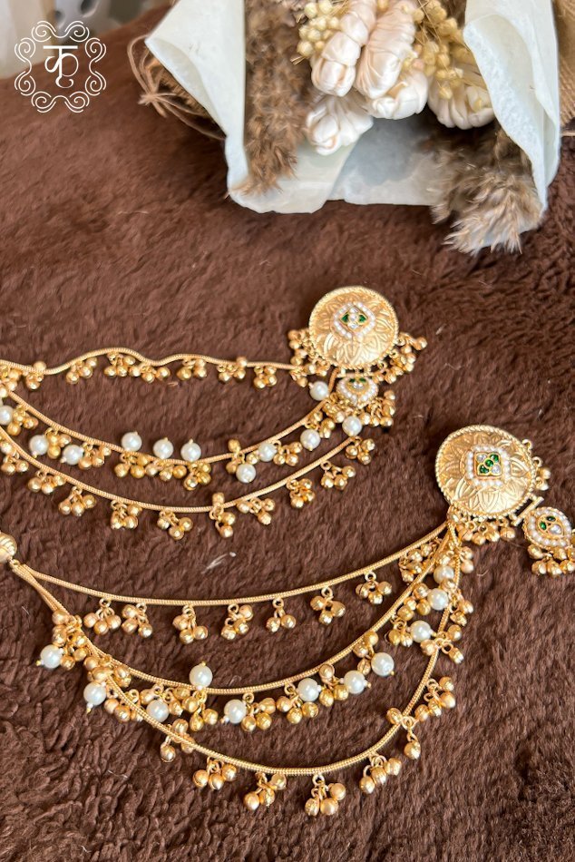 Kashmiri EarRings -Golden long - Image 3