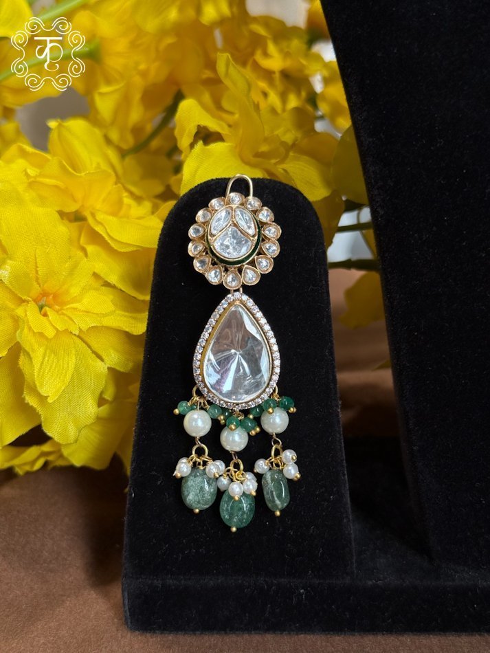 Neckpiece with Earrings – White Green - Image 4