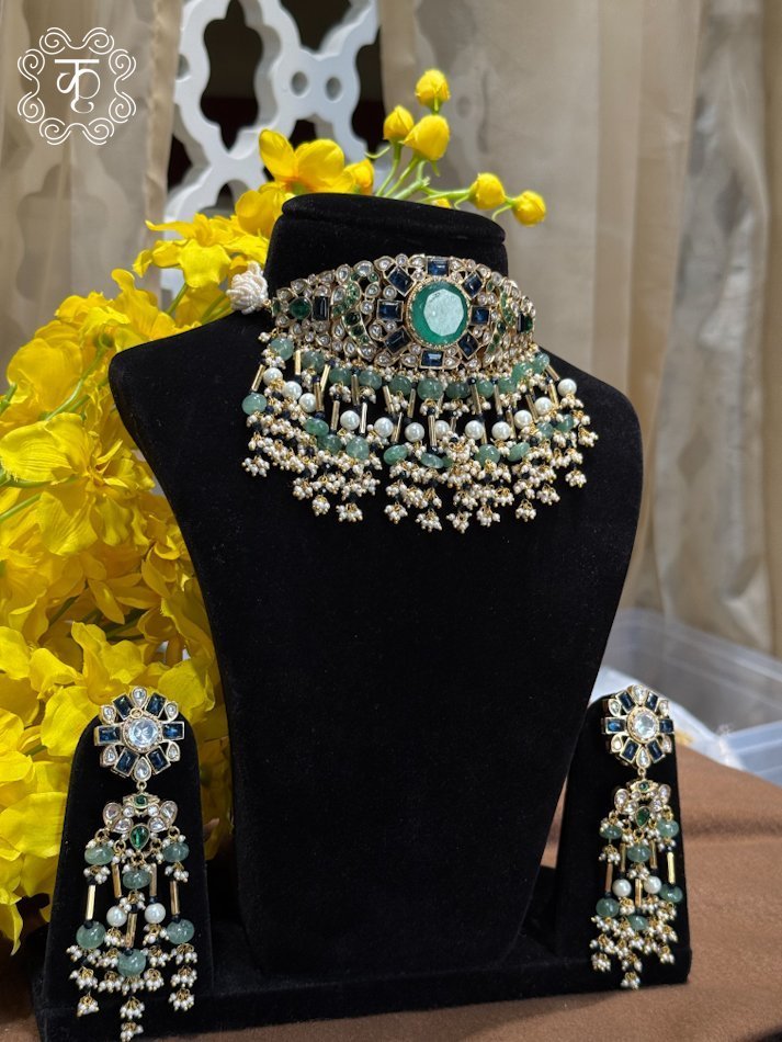 Neckpiece with Earrings – Mint Green - Image 2