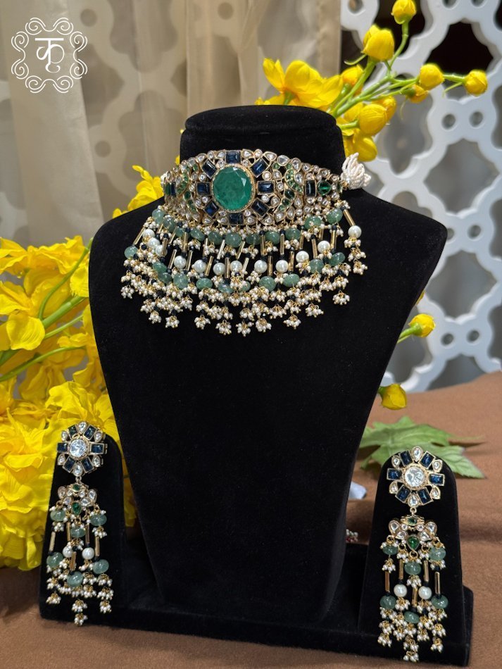 Neckpiece with Earrings – Mint Green - Image 3