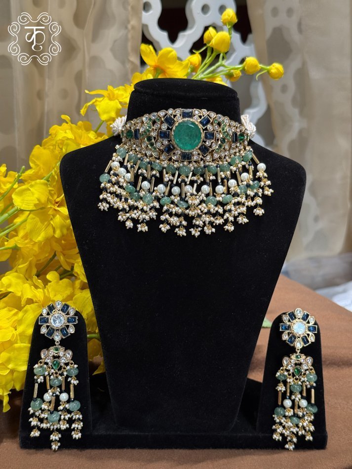 Neckpiece with Earrings – Mint Green - Image 5