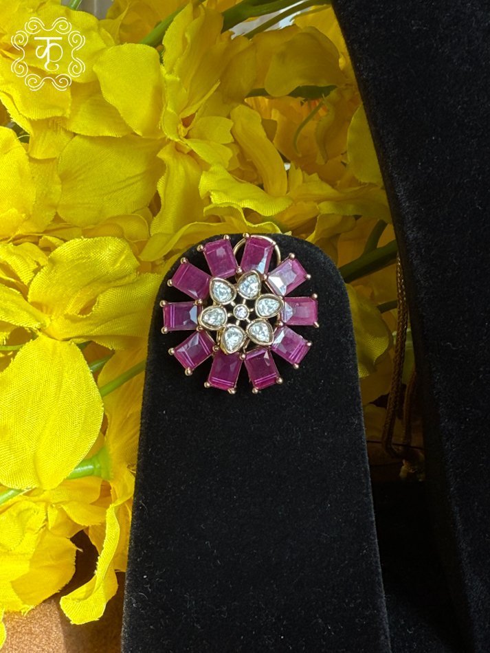 Neckpiece with Earrings - Maroon White - Image 6
