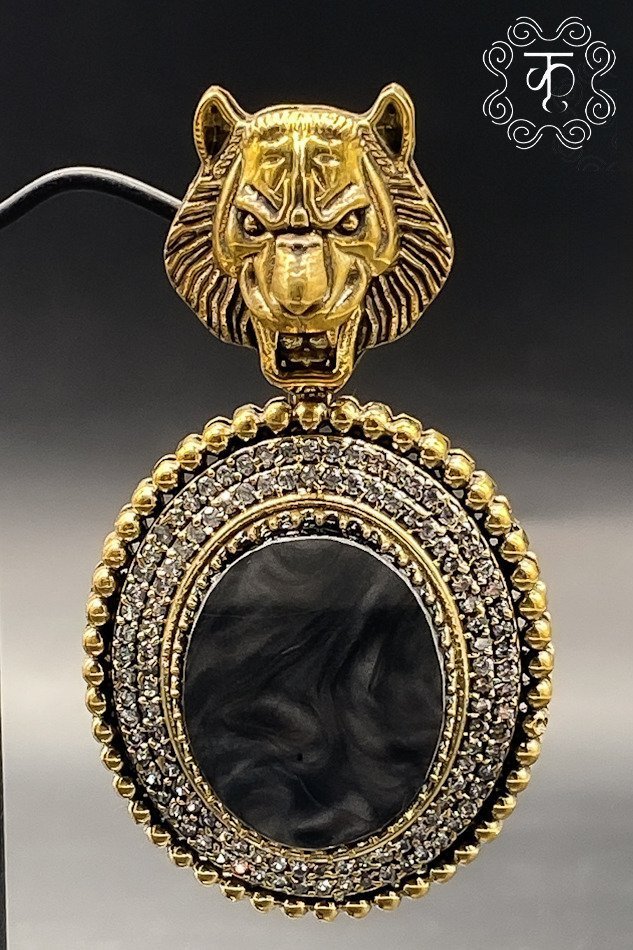 Gold Silver with AD Earrings - Image 2